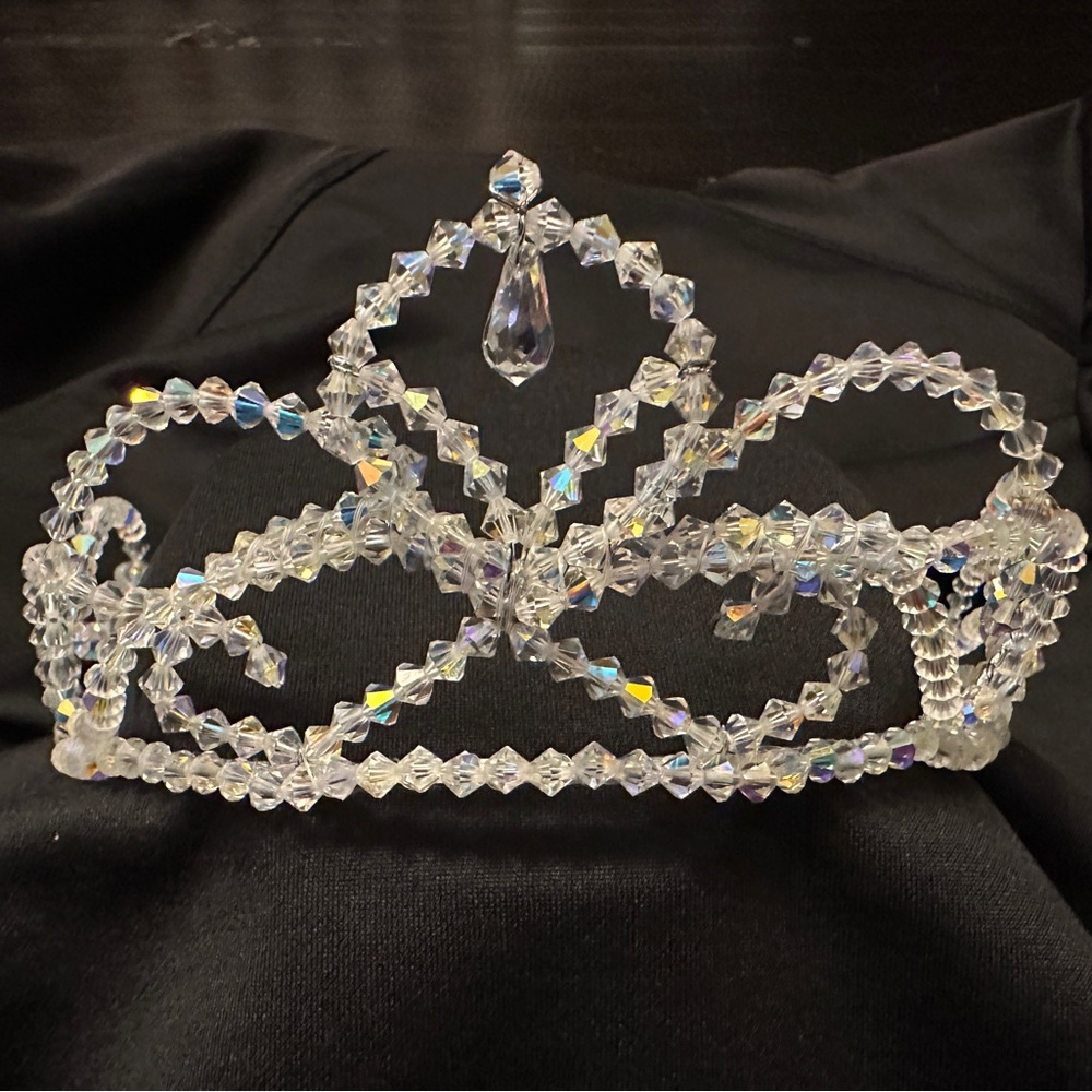 Vintage 1980s AB Swavorski Crystal Bead Tiara Crown